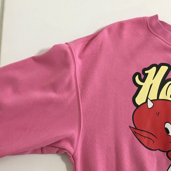 Divided H&M Womens M Oversized Pink Sweatshirt with Fleece Lining Graphic Top - Picture 6 of 15